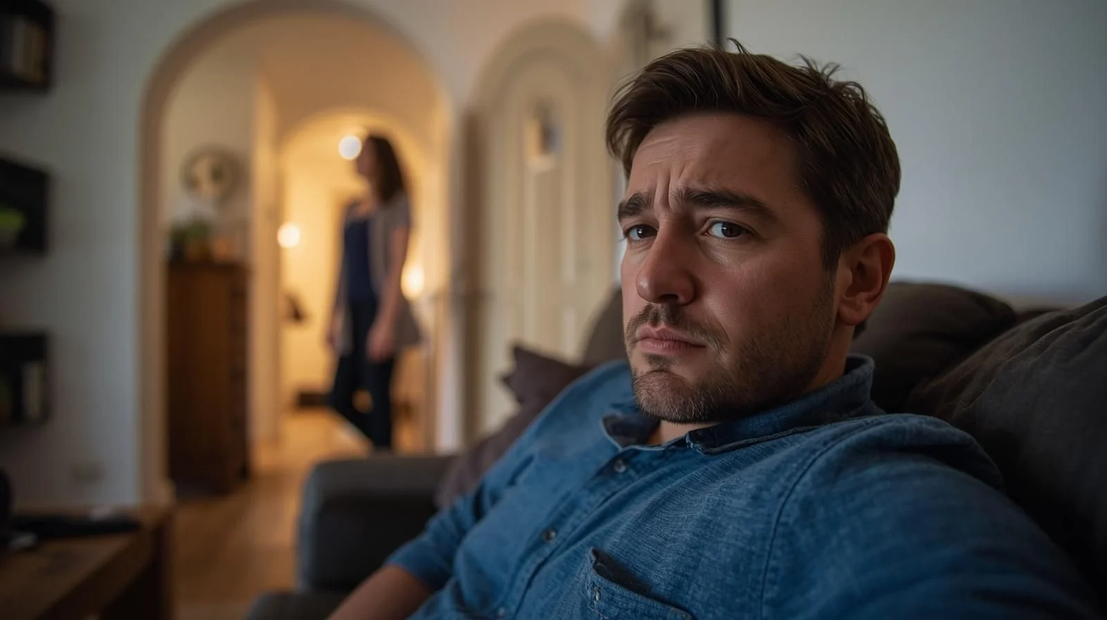 A couple in a fight experiencing relationship anxiety.