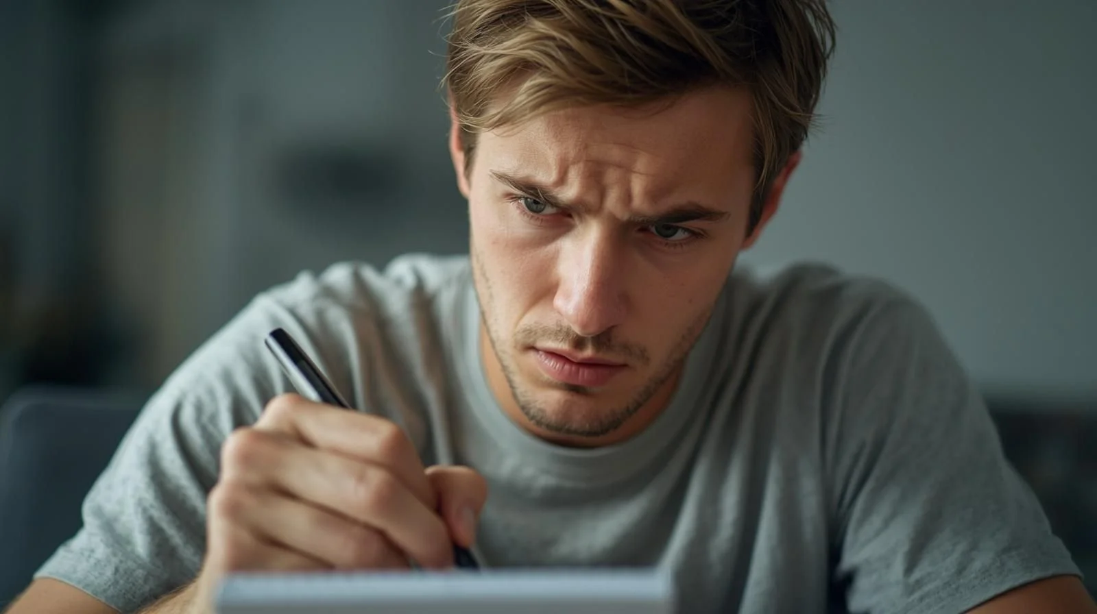 A man writing out his SMART goals after the New Year.