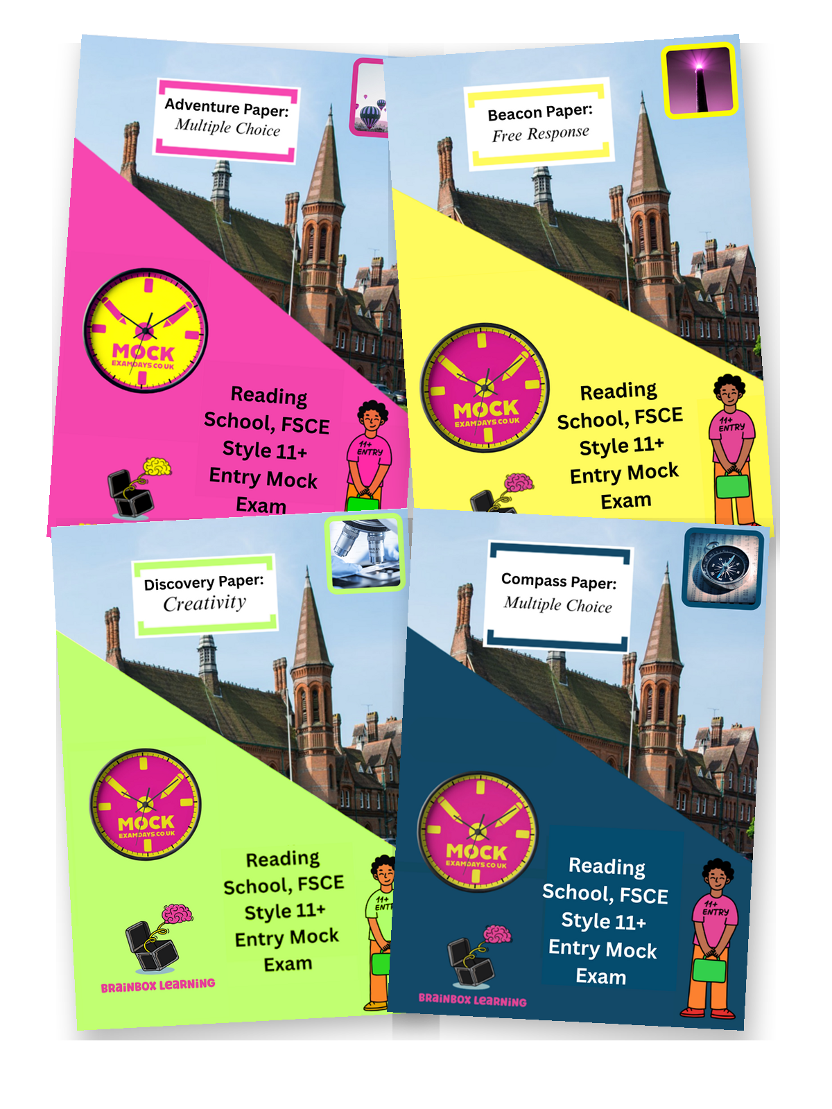 Reading School FSCE-style mock exam booklets for the Adventure, Beacon, Compass and Discovery Papers.