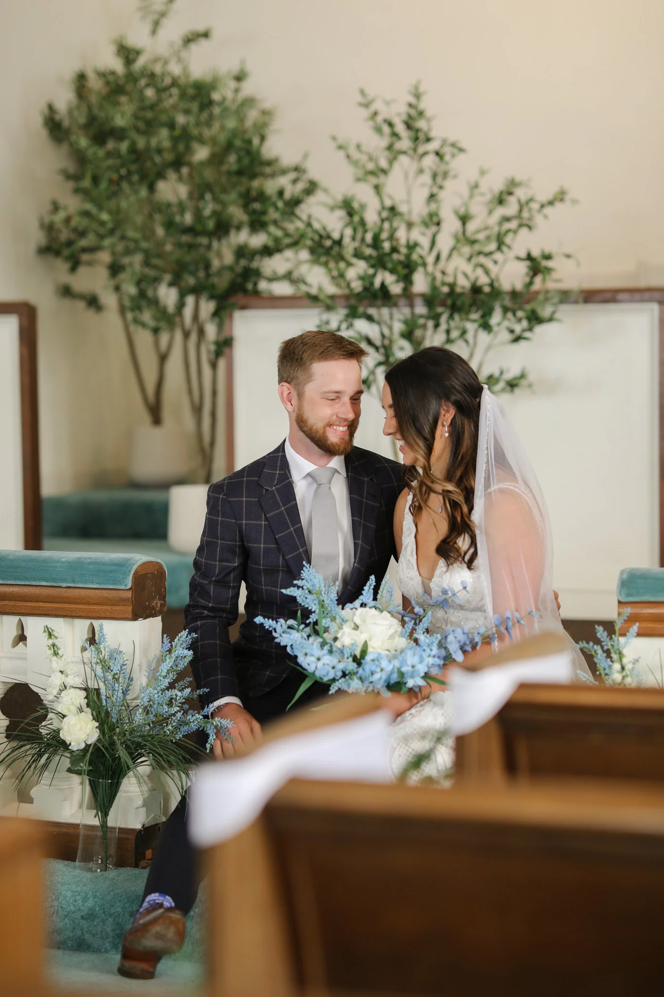 Bride and groom sharing intimate moment after ceremony in Chattanooga