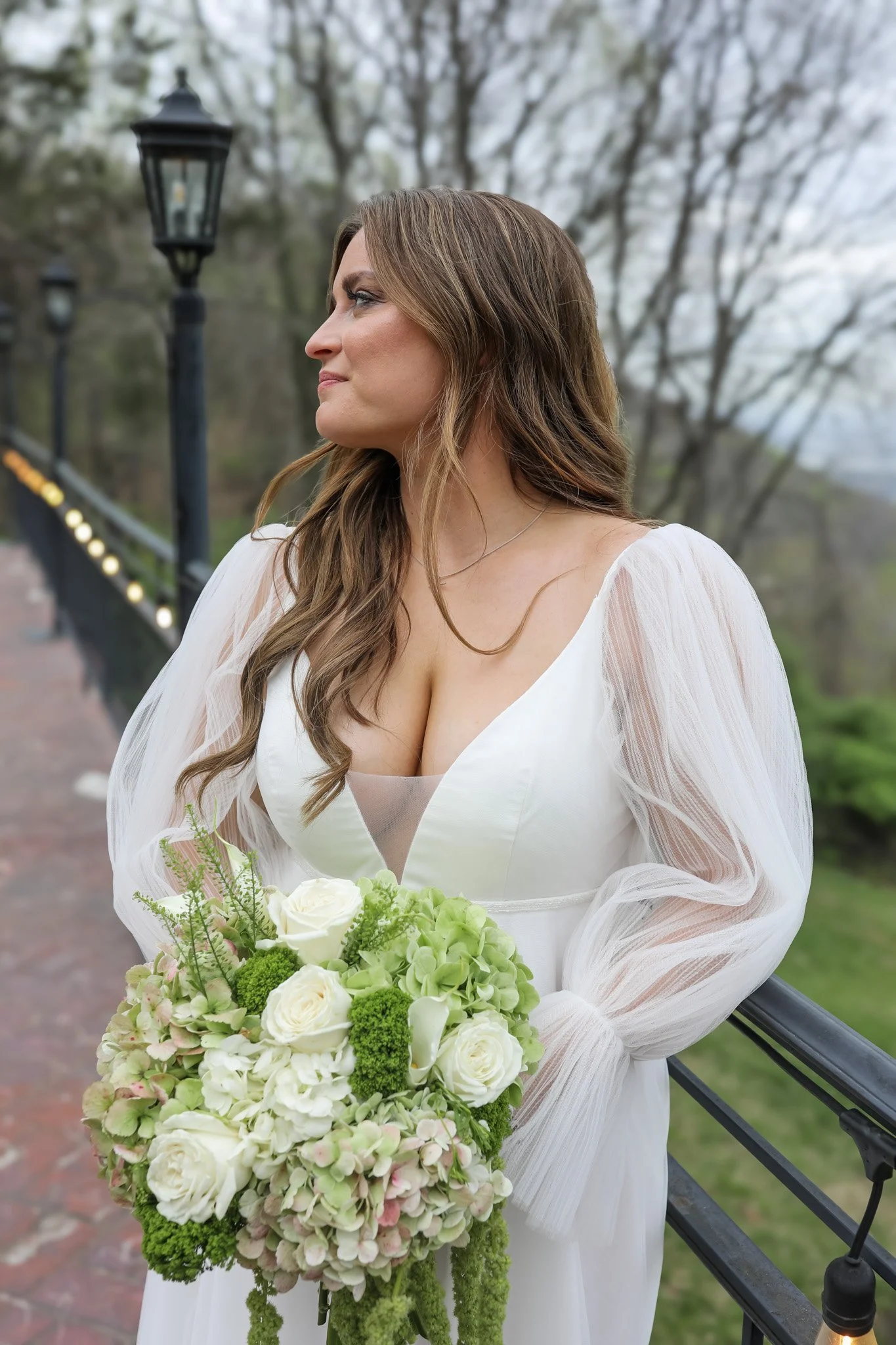 Bride portraits overlooking scenic North Georgia mountains