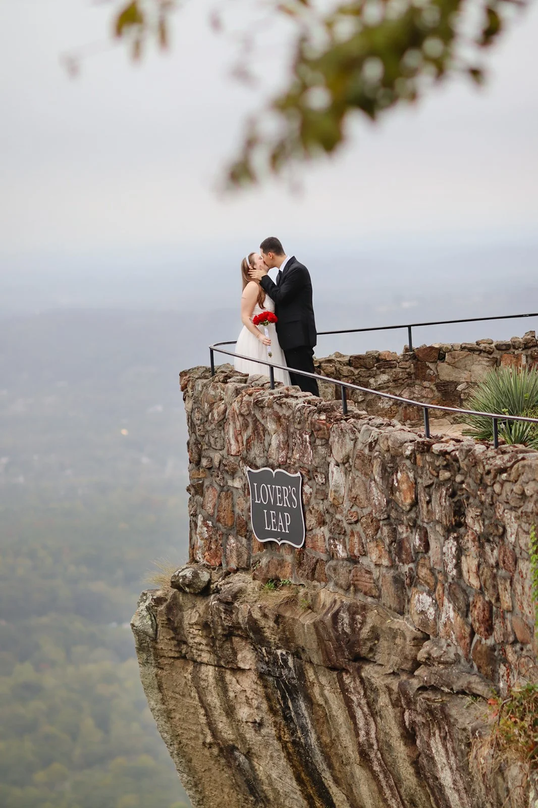 Intimate elopement on Lover's Leap at Rock City in Lookout Mountain, GA 
