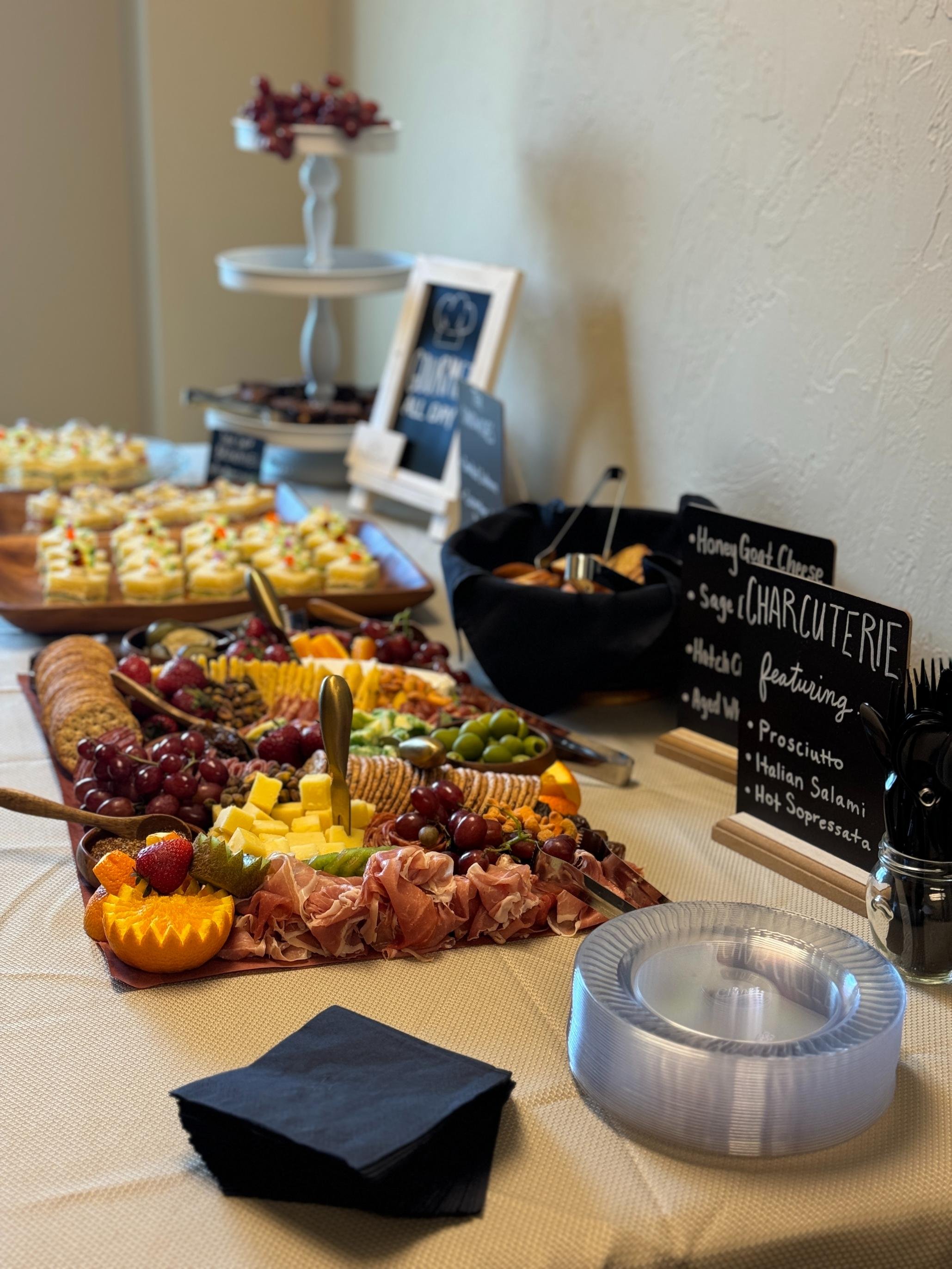 Charcuterie and grazing display prepared for a private event