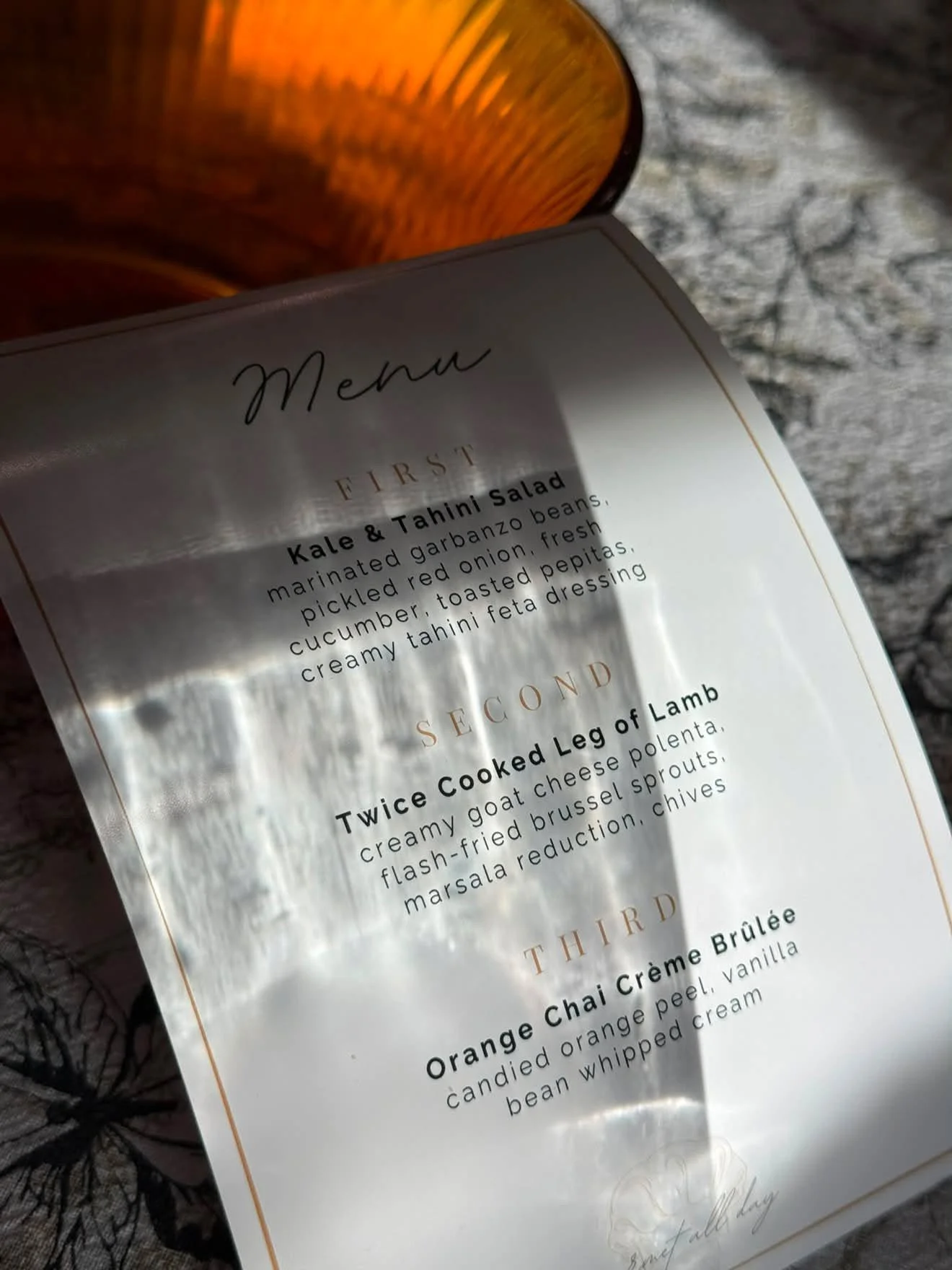Custom multi-course dinner menu for a Gourmet All Day private dining experience in Oklahoma City