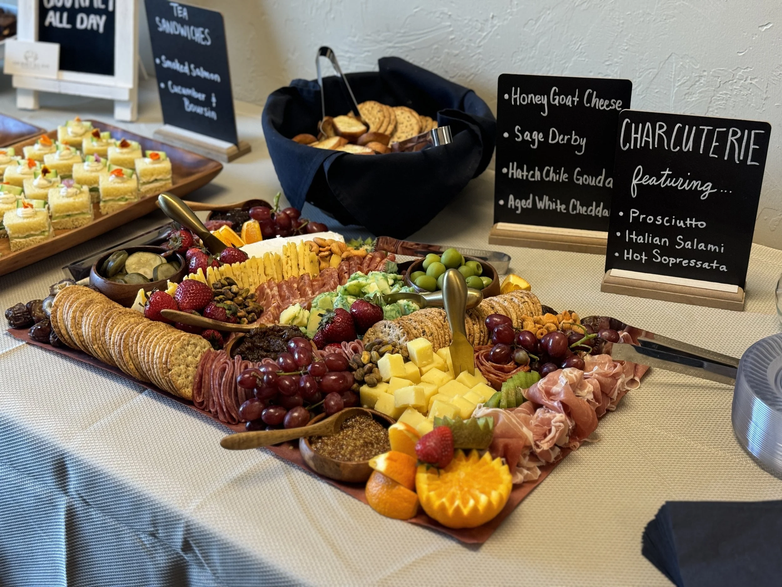 Charcuterie and cheese grazing board prepared for a private event in Oklahoma City
