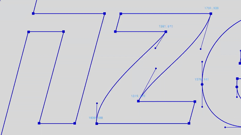 Technical drawing showing geometric shapes with blue lines, dots, and numerical measurements.