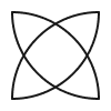 A simple black geometric pattern with interconnected overlapping circles and lines.