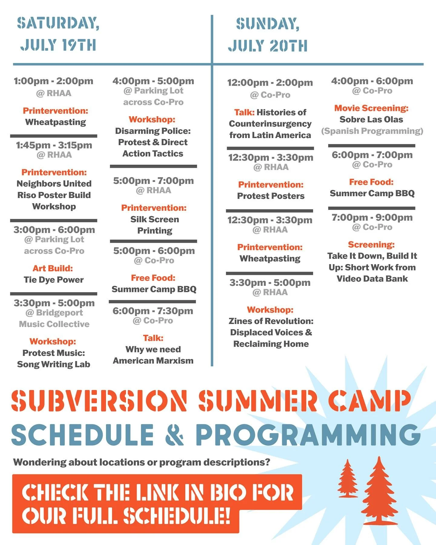 Check out our schedule for subVersion this weekend! Saturday and Sunday are packed with art builds, free food, and of course more talks and performances 😏 Check out the link in our bio for full descriptions!