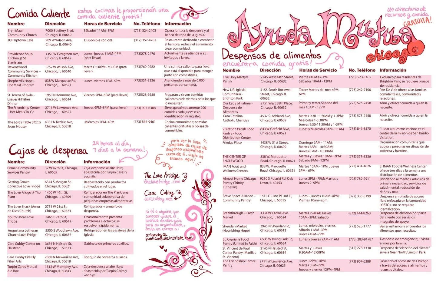 Our new ✨SPANISH MUTUAL AID GUIDE ✨is here and ready to be distributed! Check out the 🔗 in our bio for our downloadable PDF! It is tabloid size and is compatible for B&amp;W printing. 

This guide lists different mutual aid organizations in Chicago 