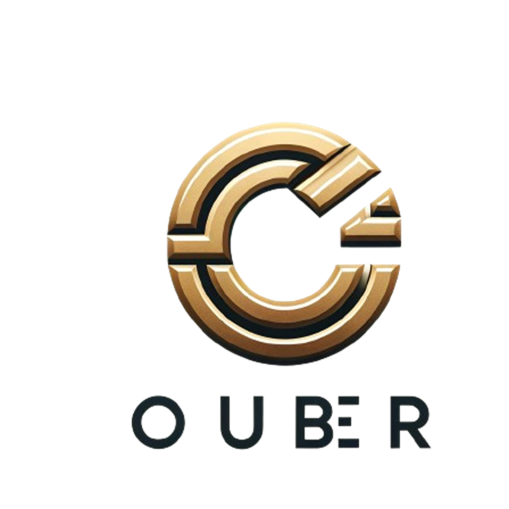 A stylized gold and black logo resembling the letter 'C' with a slash, and the word 'UBER' in black capital letters underneath.