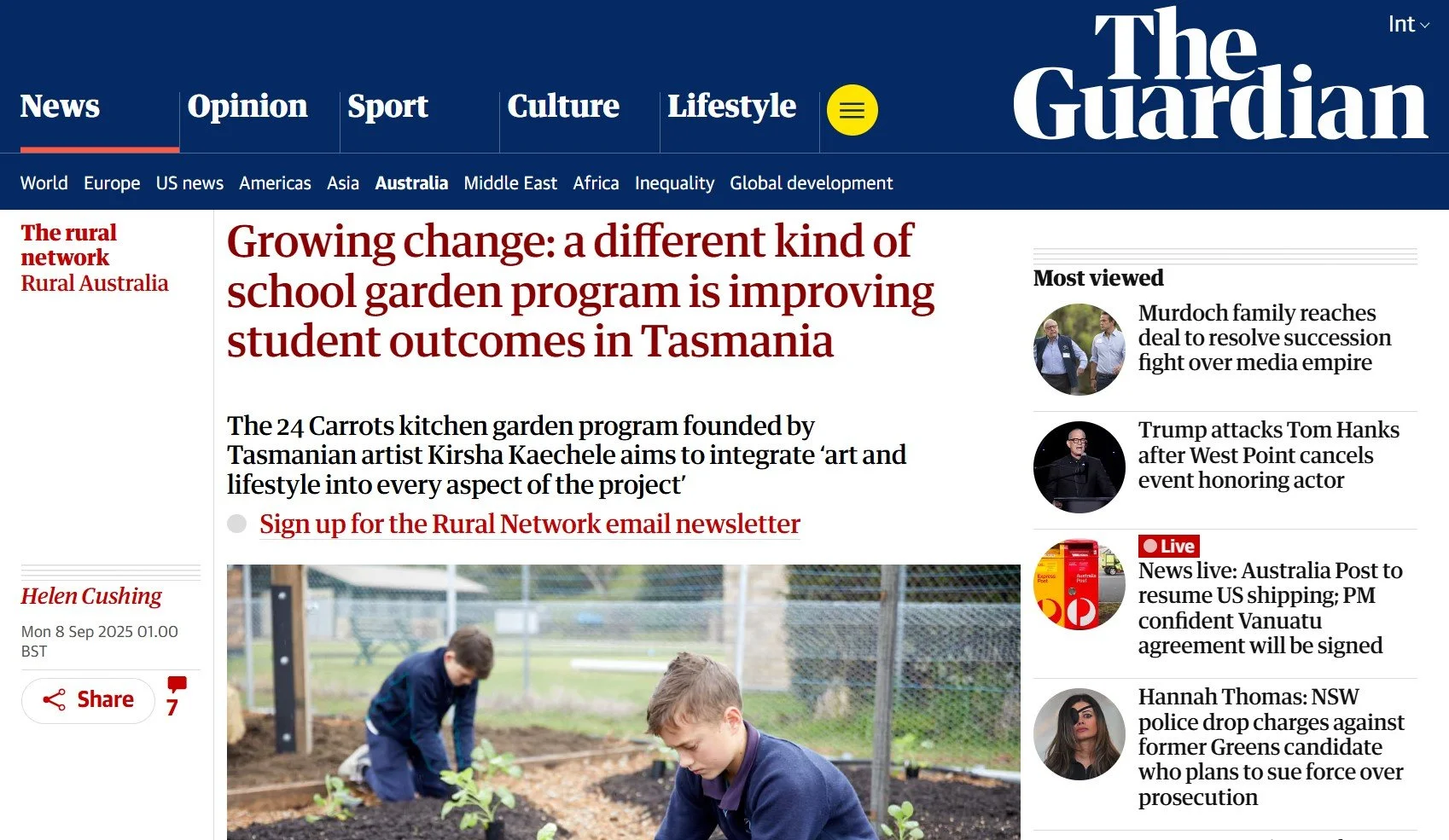 Growing change: a different kind of school garden program is improving student outcomes in Tasmania