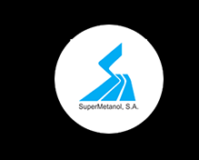 Logotipo de SuperMetanol, S.A. con símbolo azul y texto