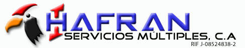Logo de Hafran Servicios Múltiples, C.A. con un tucán y texto en azul y negro.