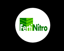Logotipo de FertinNitro con letras verdes y fondo blanco circular.
