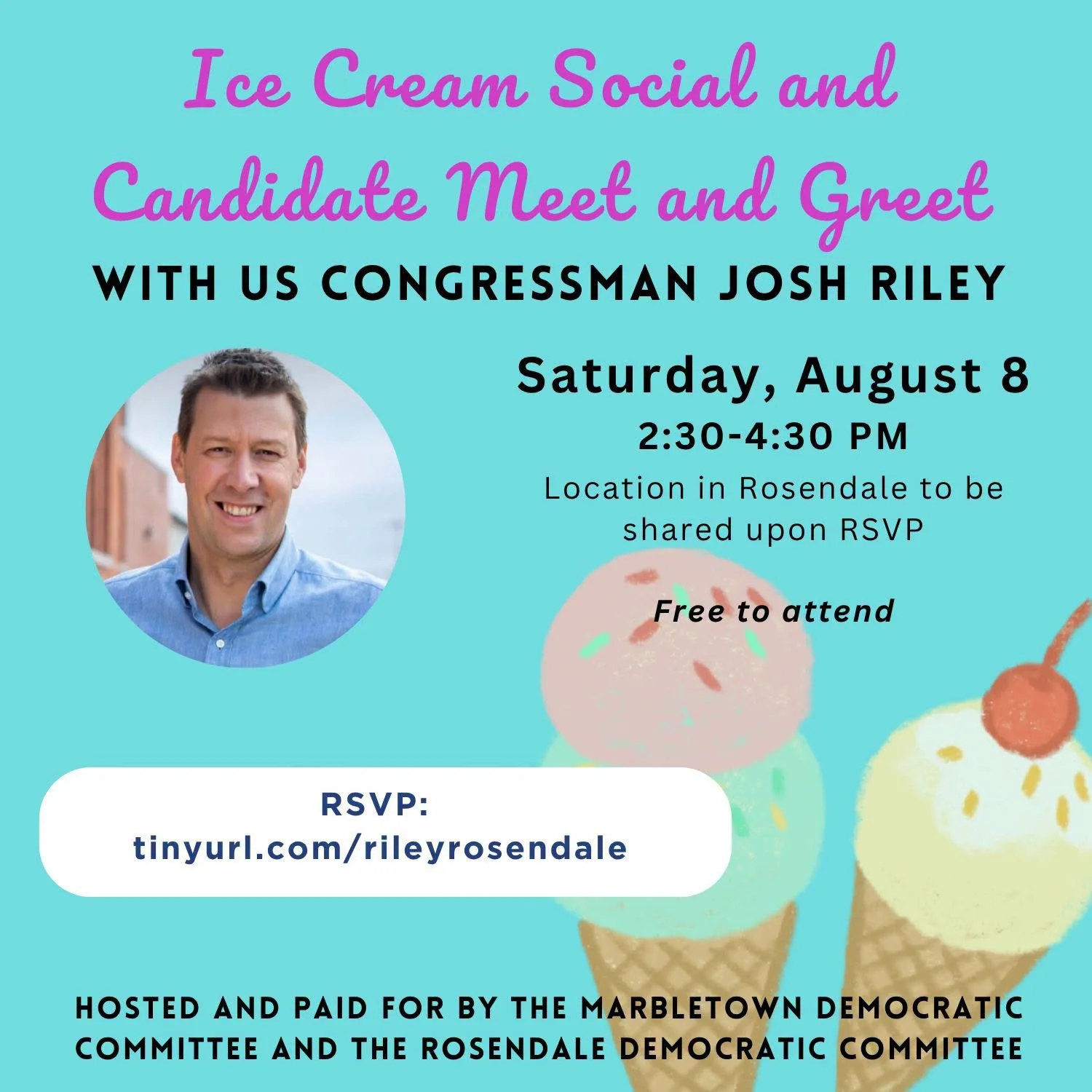 Ice Cream Social and Candidate Meet and Greet with Congressman Josh Riley