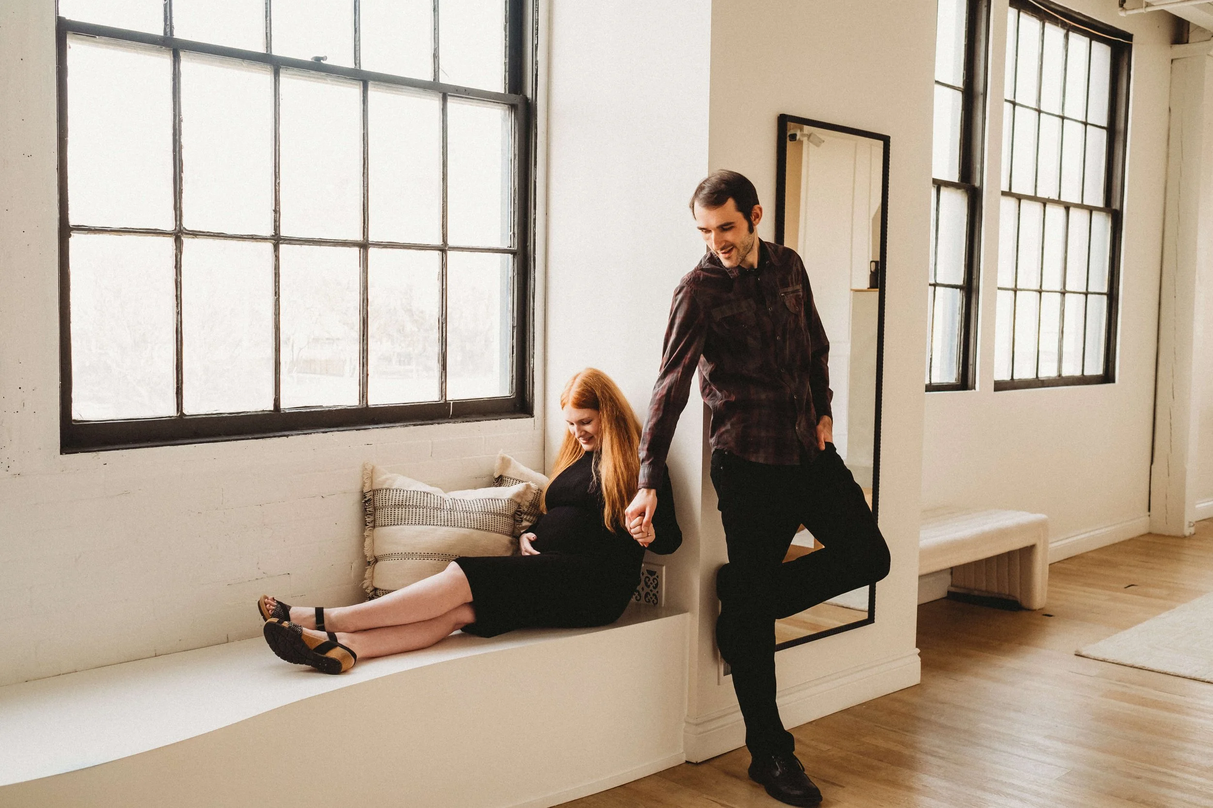 Pregnant woman, maternity session, Parkhill Studios, couple expecting baby, Cambridge, ON