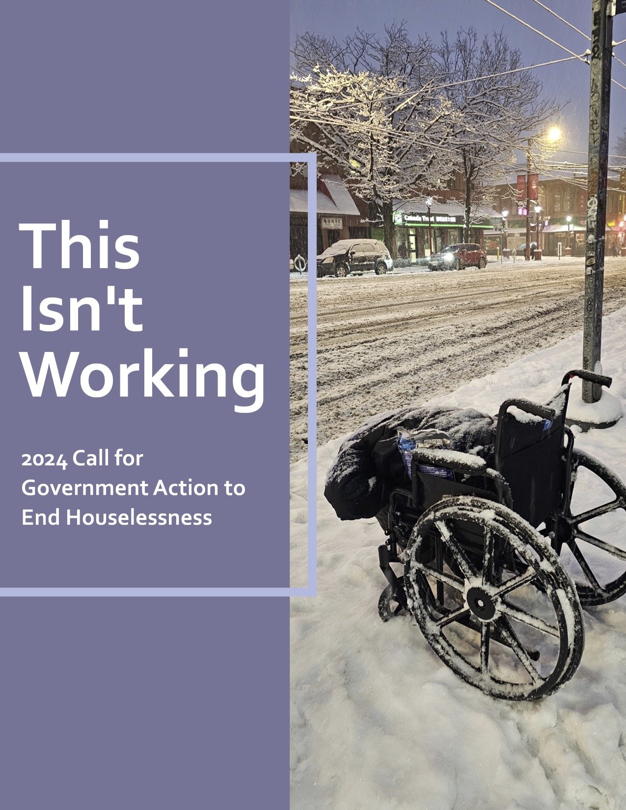 Cover of the 2024 report "This Isn't Working: 2024 call for government action to end houselessness"