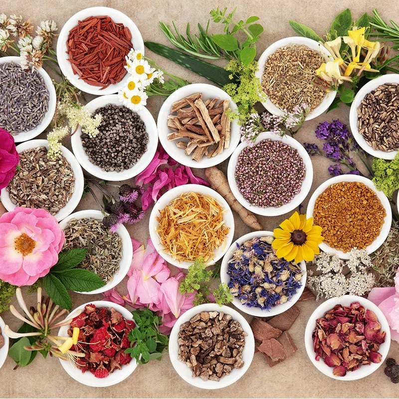 a variety of spices and seeds in bowls