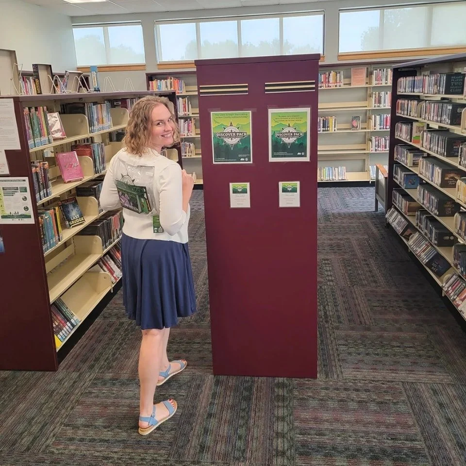  Amy Pilla, Library CEO showing off the Discovery Packs 
