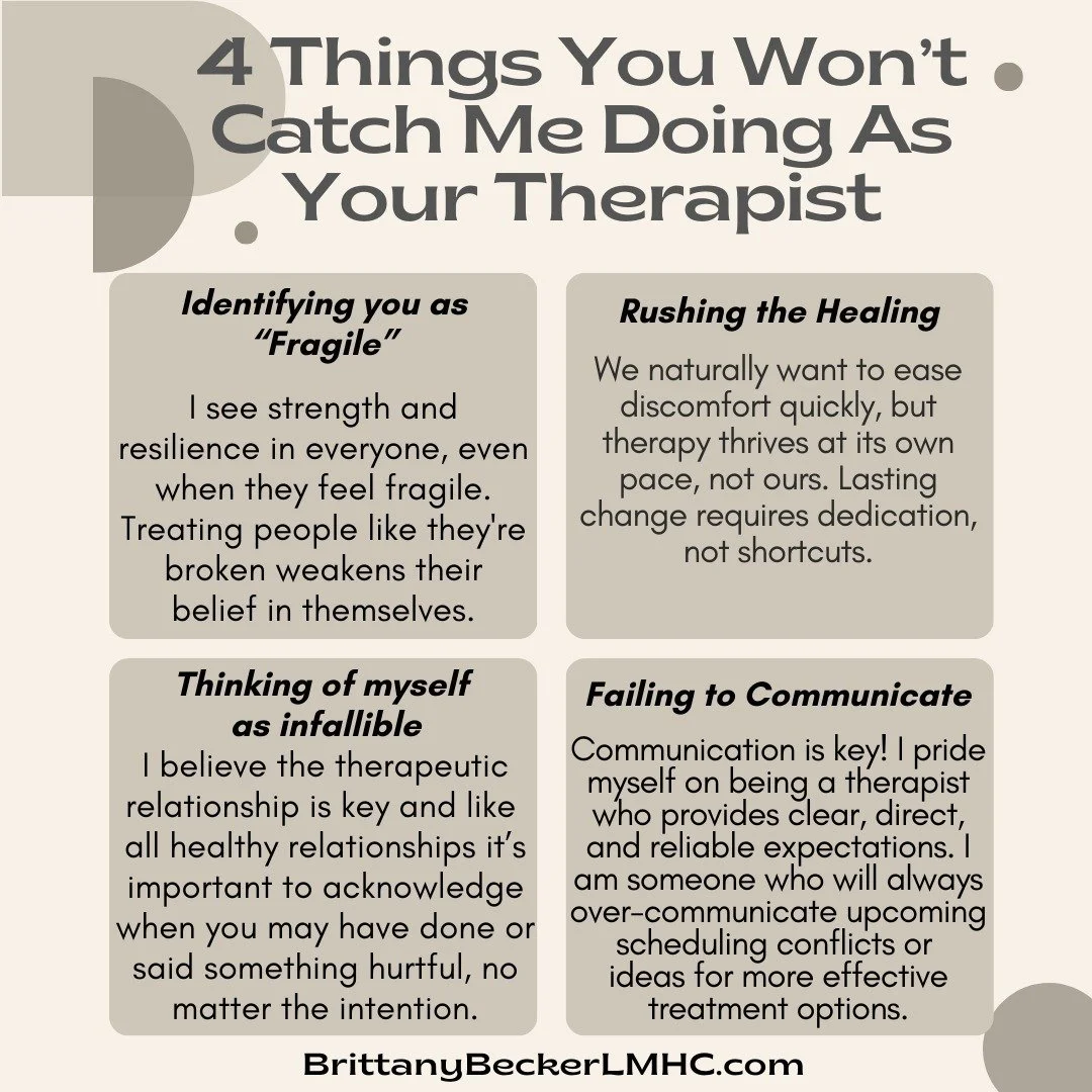 It's often hard to pinpoint what specifically you are looking for in a new therapist. It can be a bit easier to identify what hasn't worked for you in the past. Here are 4 things that you might find helpful to know about my therapeutic style/philosop
