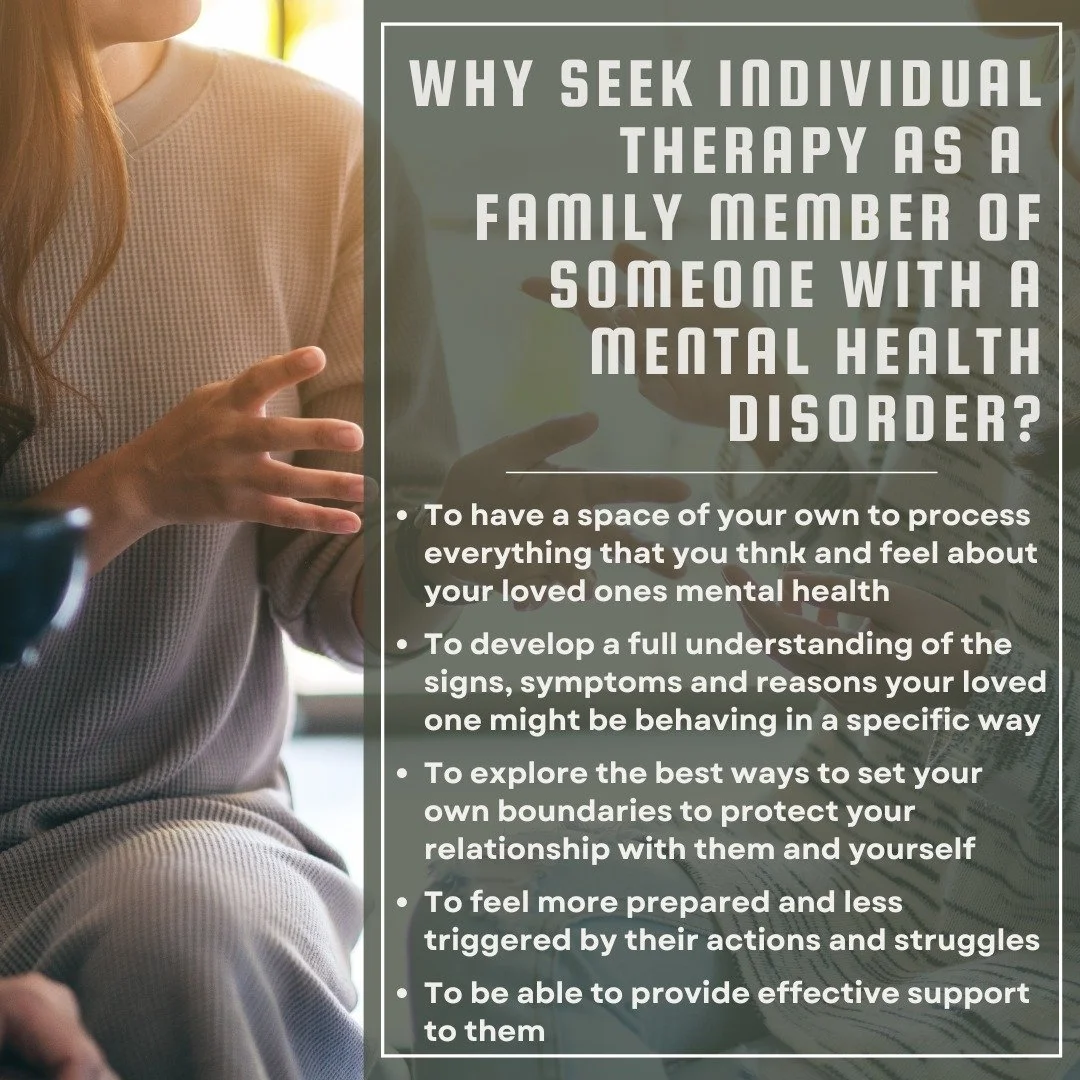 It's very common for one person in the family unit to receive mental health support while others who are also impacted by the symptoms of what that family member is going through go unnoticed and can potentially develop a mental health concern of the