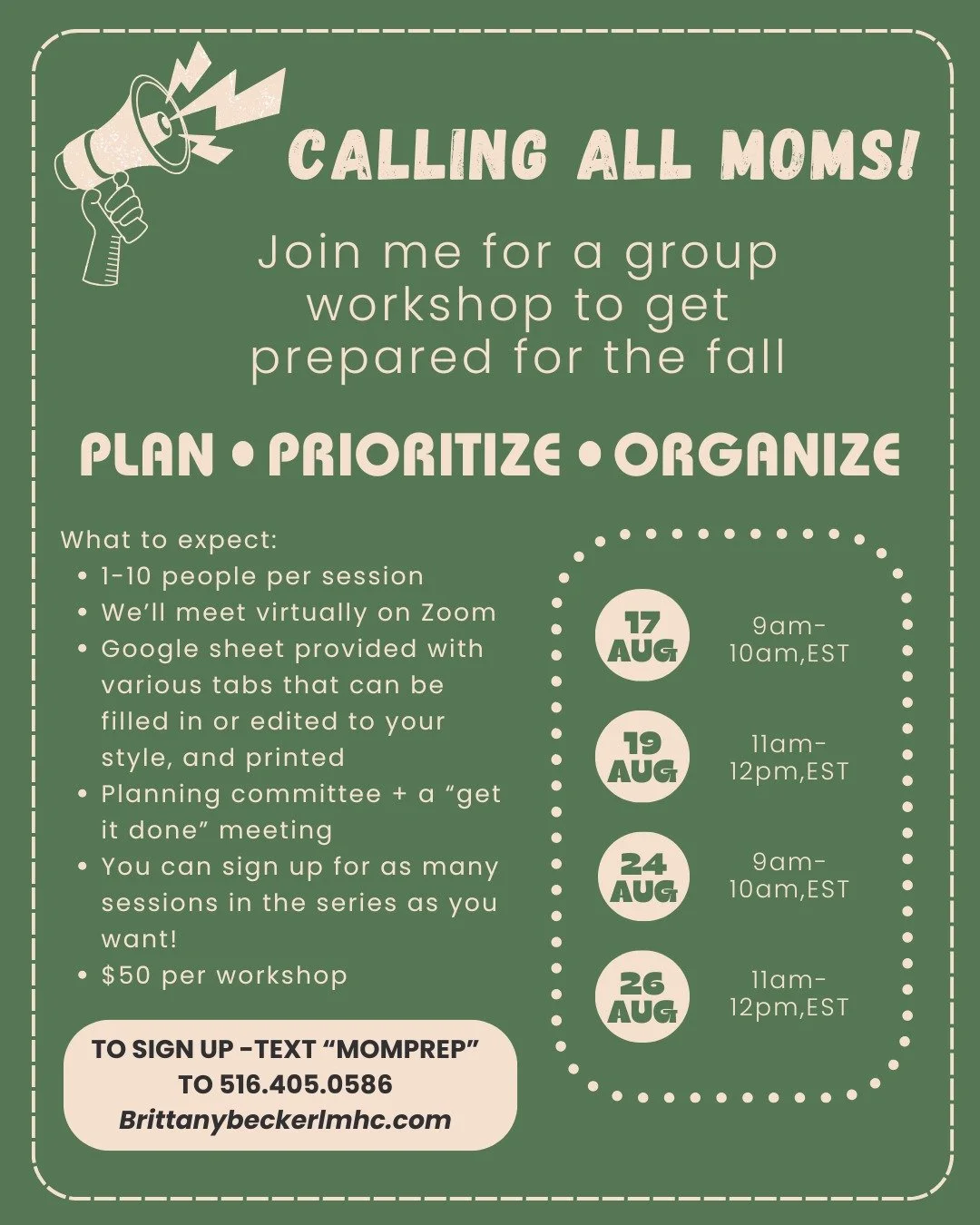A new season is on the horizon and for many moms, fall feels like a fresh start AND a fresh dose of chaos. 

If you're feeling overwhelmed by the thought of school schedules, sports practices, and endless to-do lists, you're not alone.

JOIN ME for a