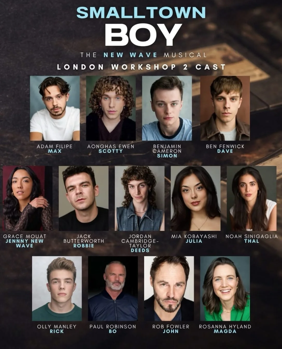 Meet our incredible London cast!

What an extraordinary group of talented performers bringing SMALLTOWN BOY | The New Wave Musical to life!

After an exciting week of rehearsals, our second London workshop culminates today in a private industry readi