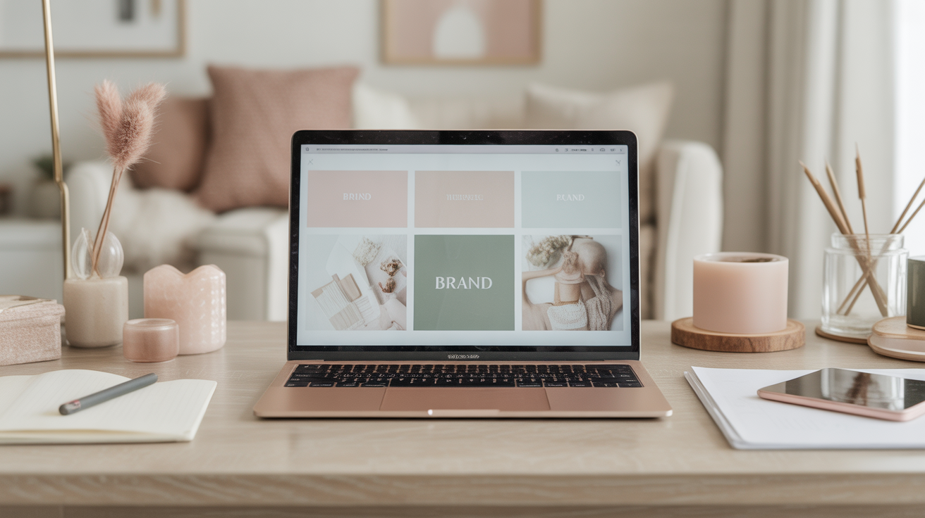 Course creator website example desk mockup