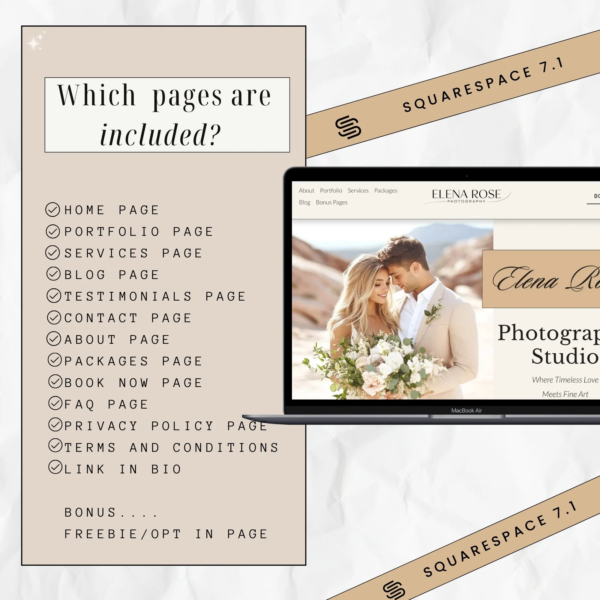 squaerspace photography template for wedding photographers