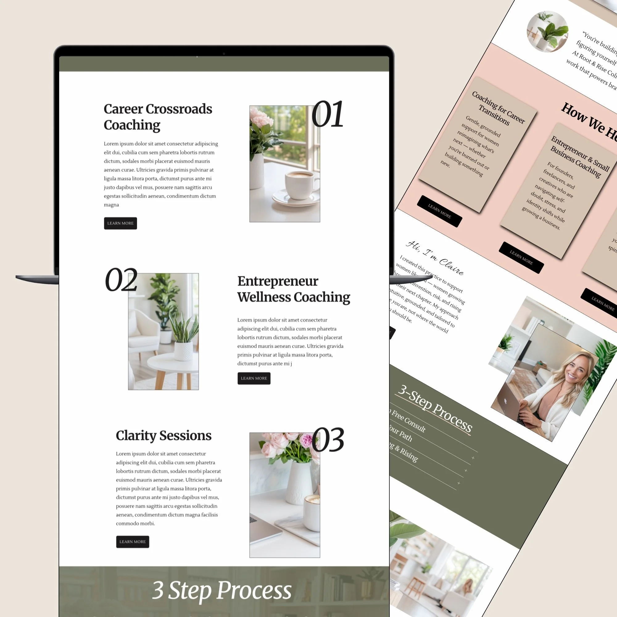 Female entrepreneur website template vibrant feminine aesthetic