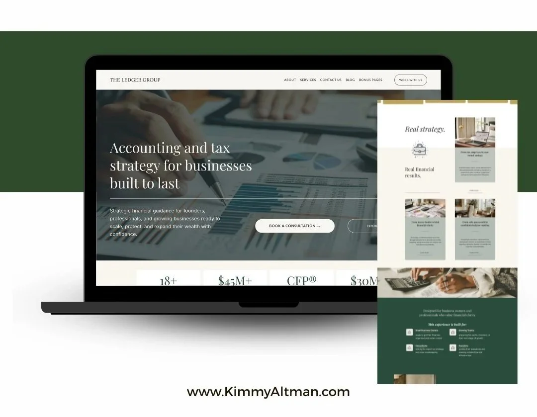 CPA website template Squarespace customizable modern design