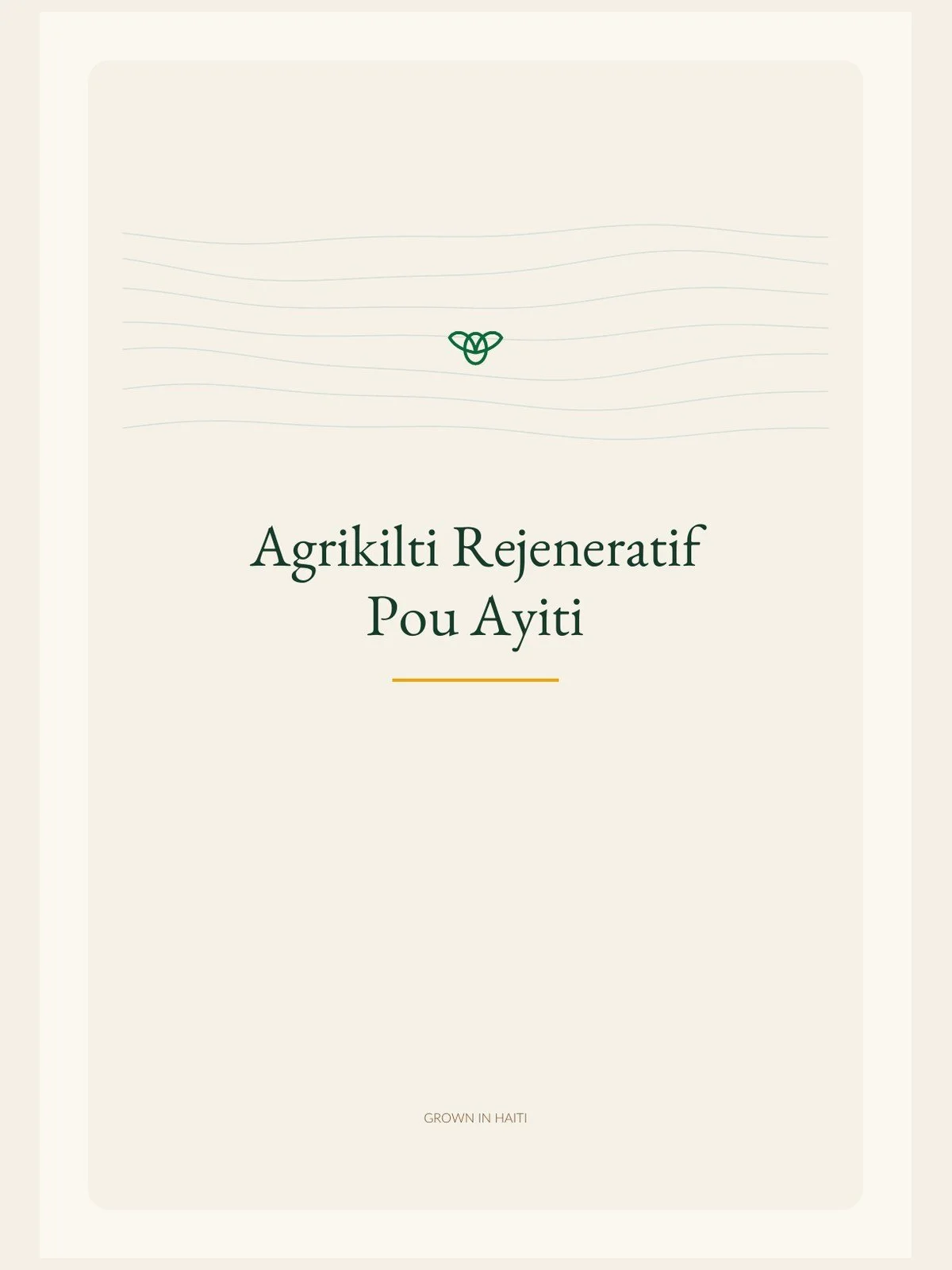 Draft title page of Agrikilti Rejeneratif Pou Ayiti.