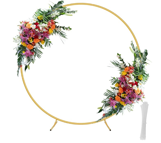 This arbor comes with just the metal ring - floral would be up to the client.