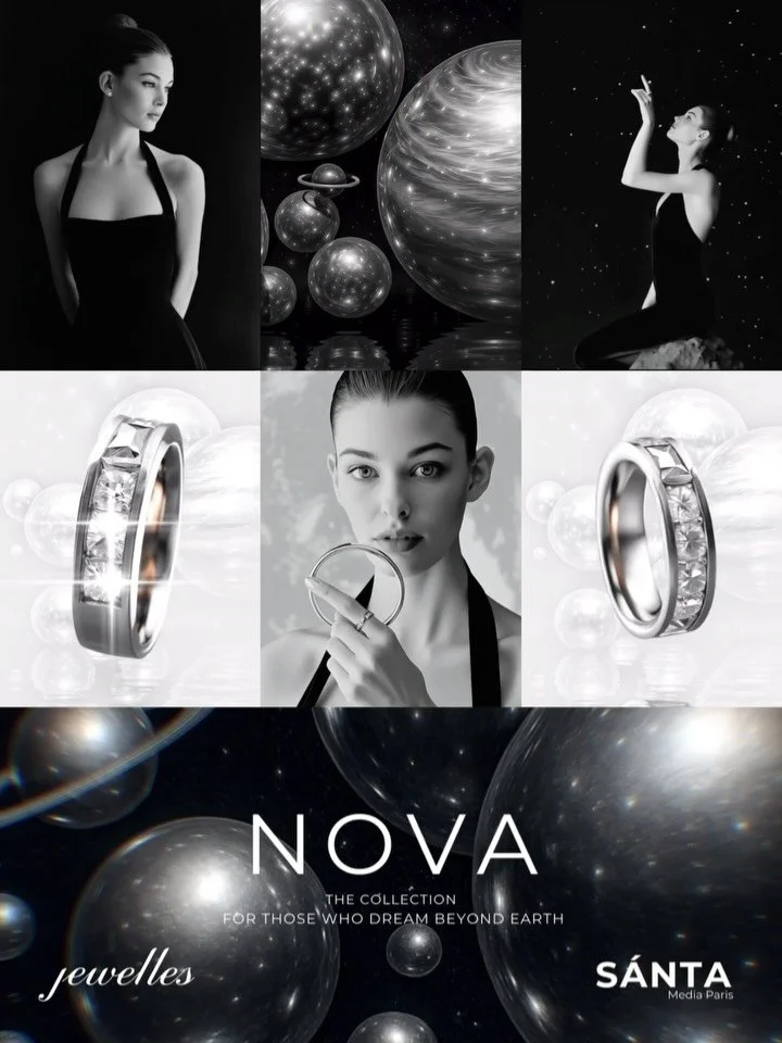 We created the NOVA campaign for Jewelles France, inspired by the cosmos, the shimmer of distant galaxies, and jewelry designed to reflect celestial beauty. ✨🪐

From the first spark of an idea to the final visual, S&aacute;nta Media Paris imagined a