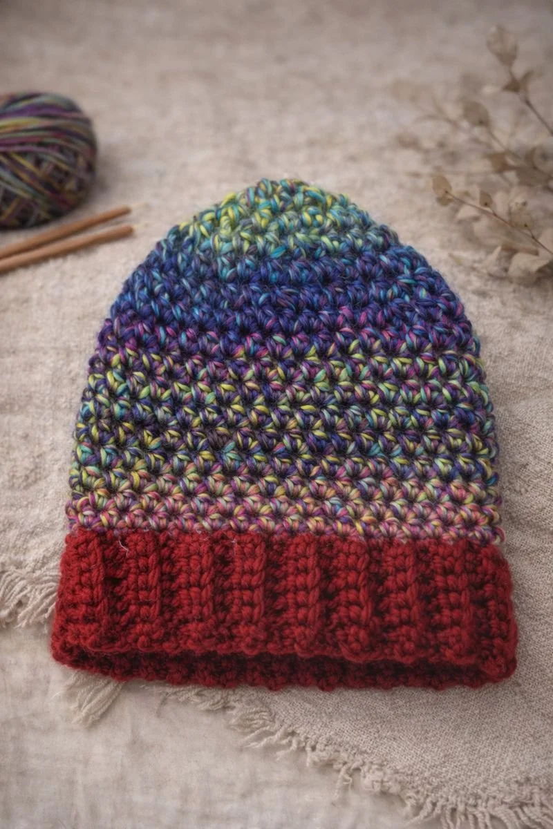 Hand-Crocheted Chunky Beanie Without Pom Pom