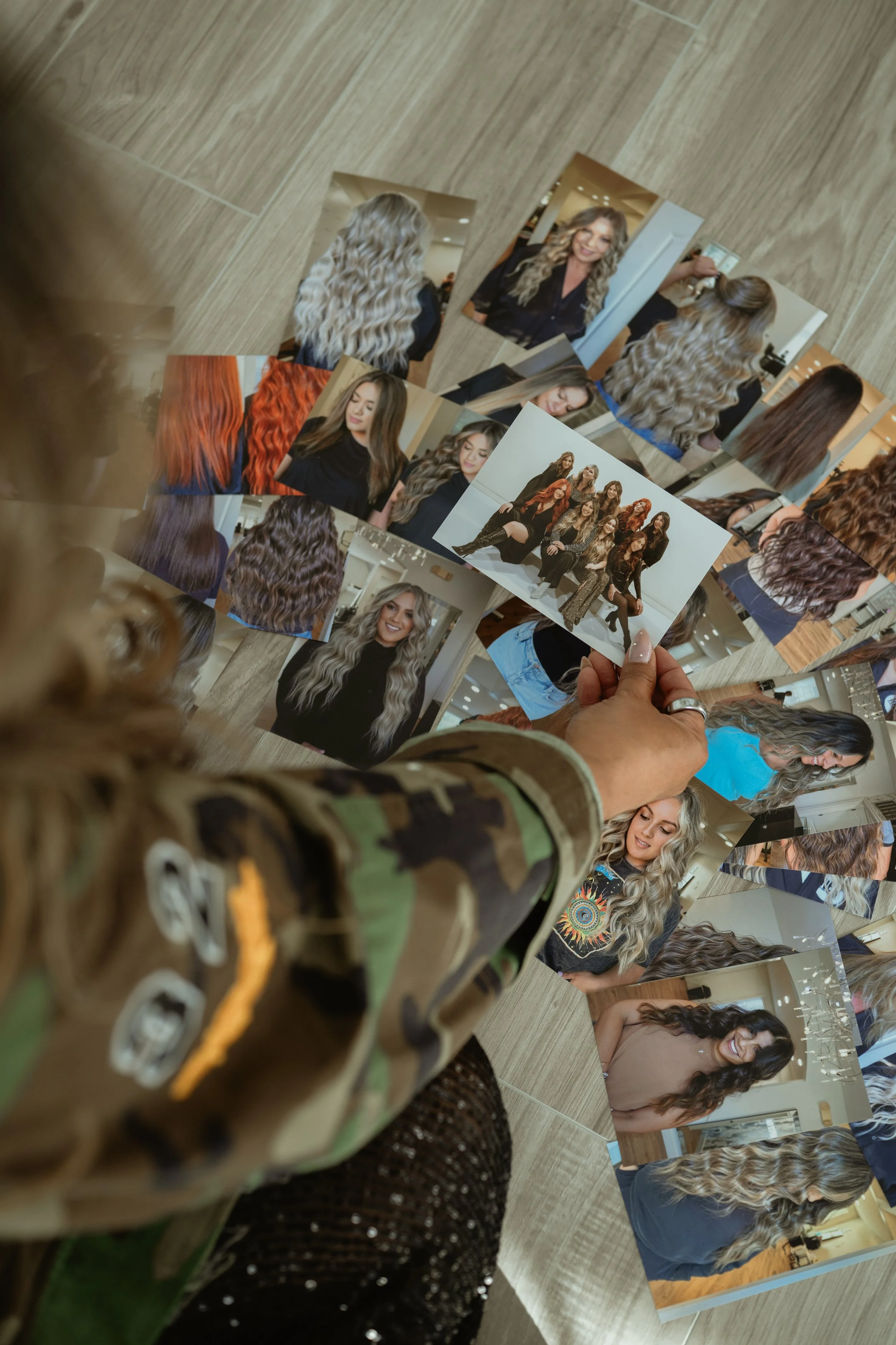 Multiple pictures of happy guests with natural looking hair extensions, beautiful hair color. Lived in color, balayage, red/copper. Simply fab team of talented stylists .