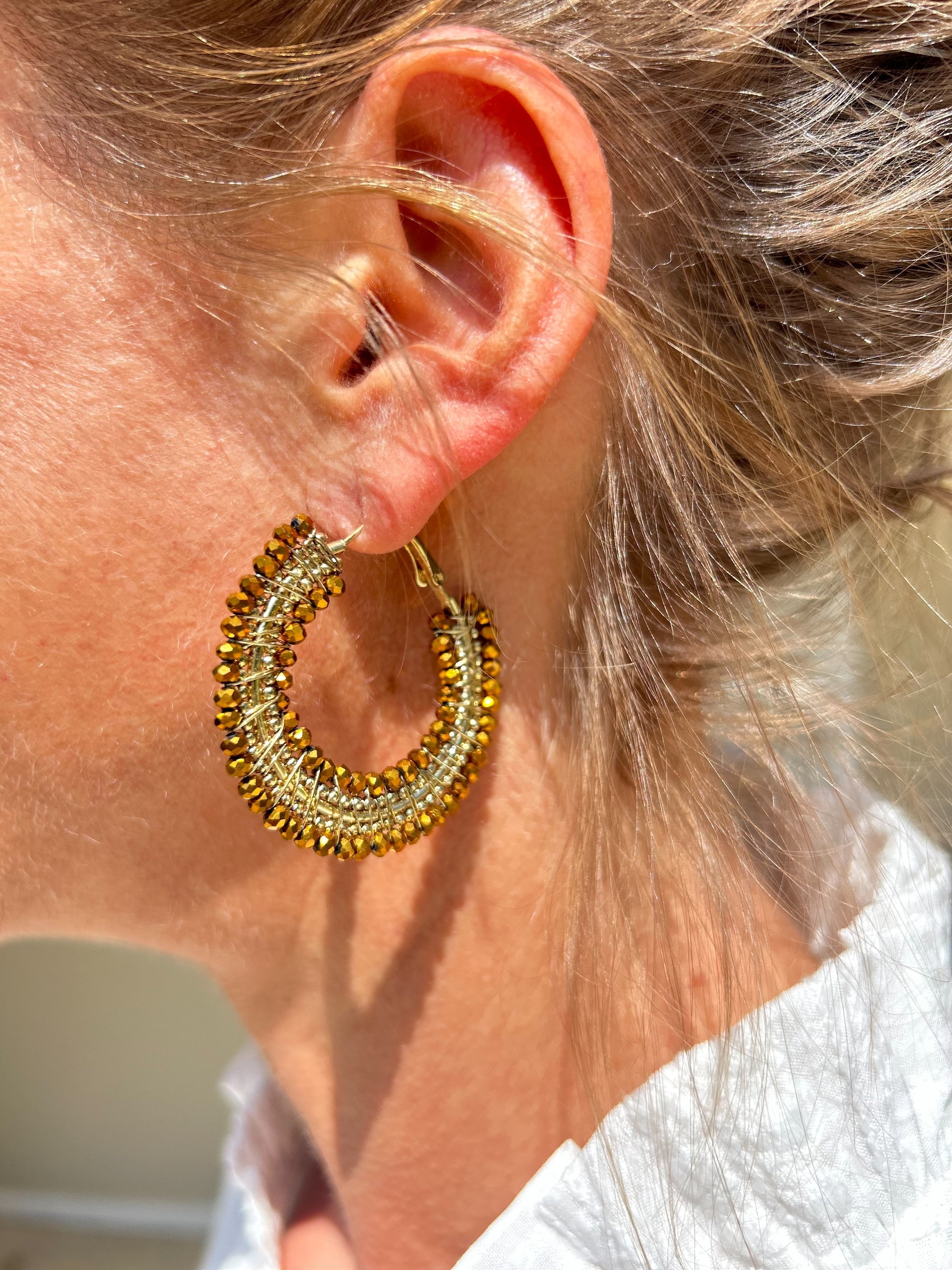 Bronze Beaded Ombre Hoop