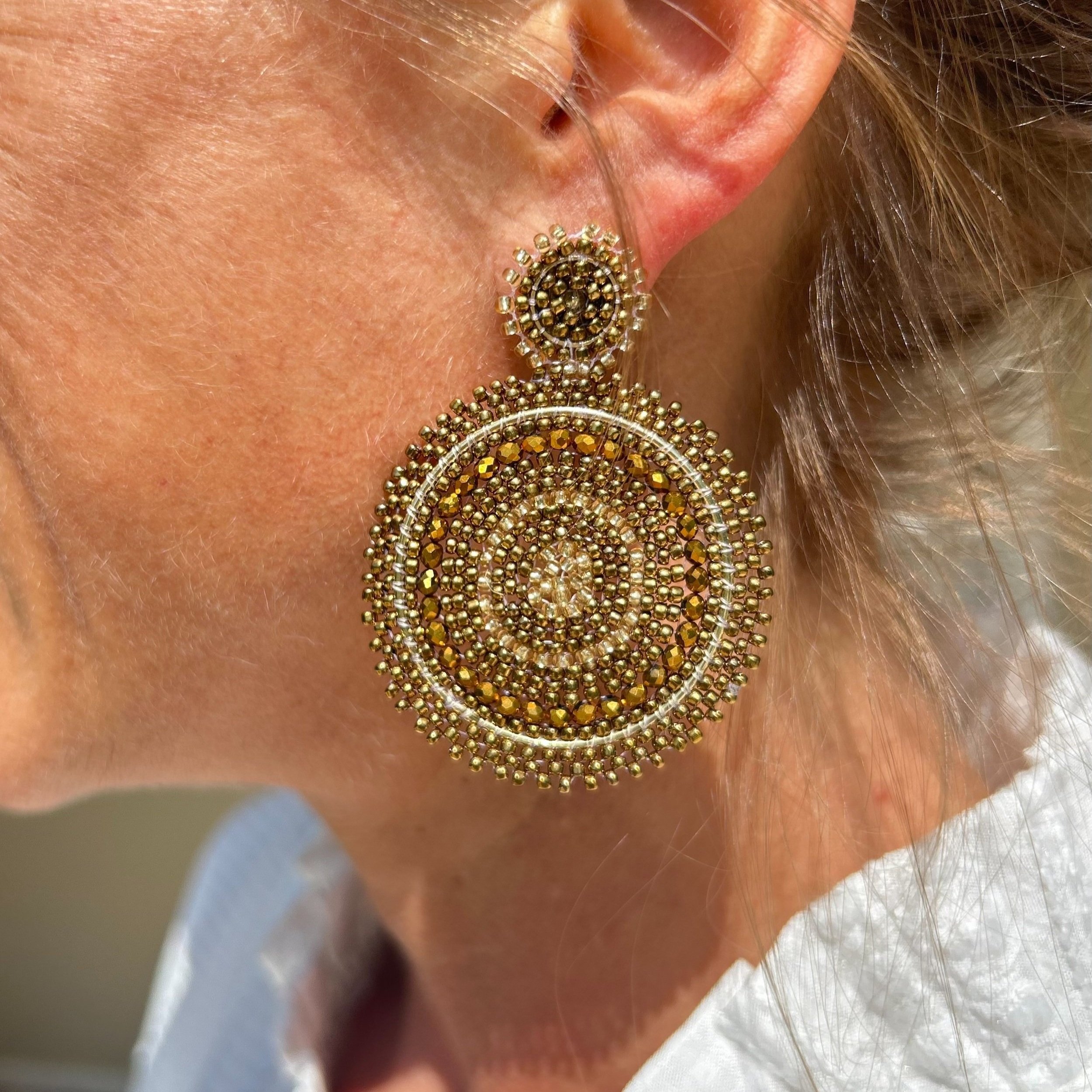 Bronze Beaded Circle Drop
