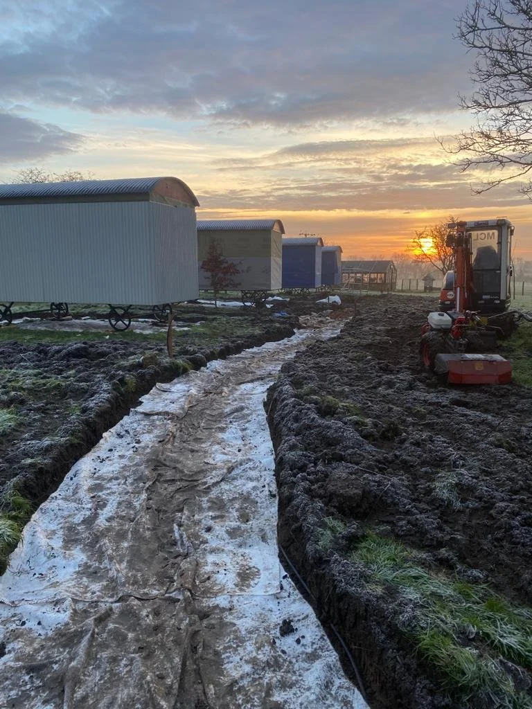 Clayfield Farm - Shepherd Huts Being Installed