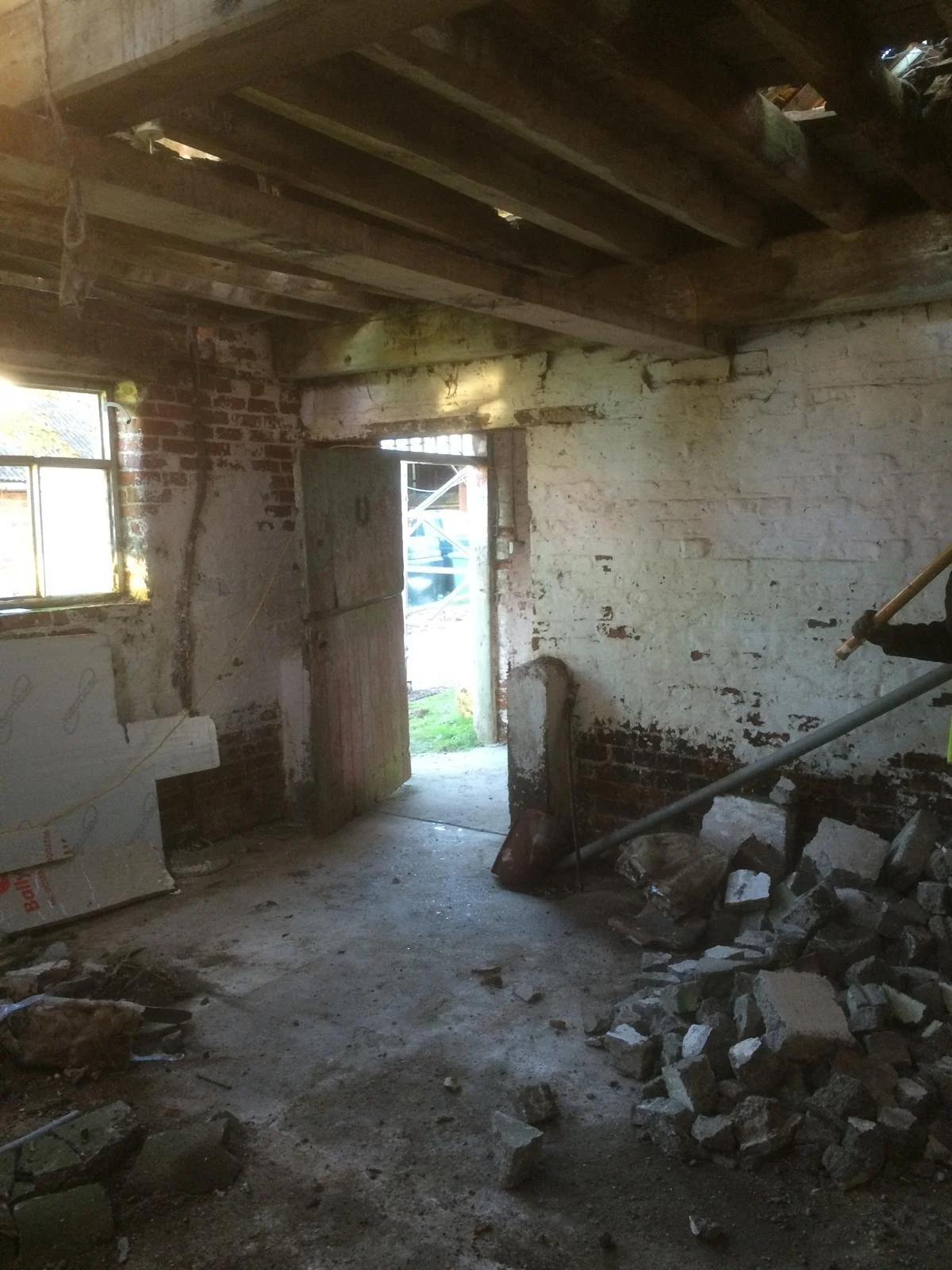 Inside a barn at Clayfield Farm