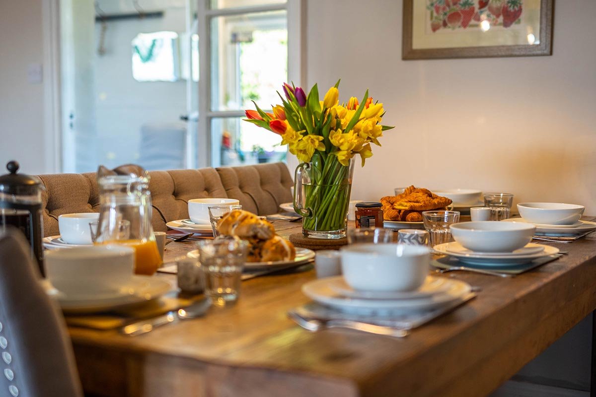 Clayfield Farmhouse breakfast at the dining table