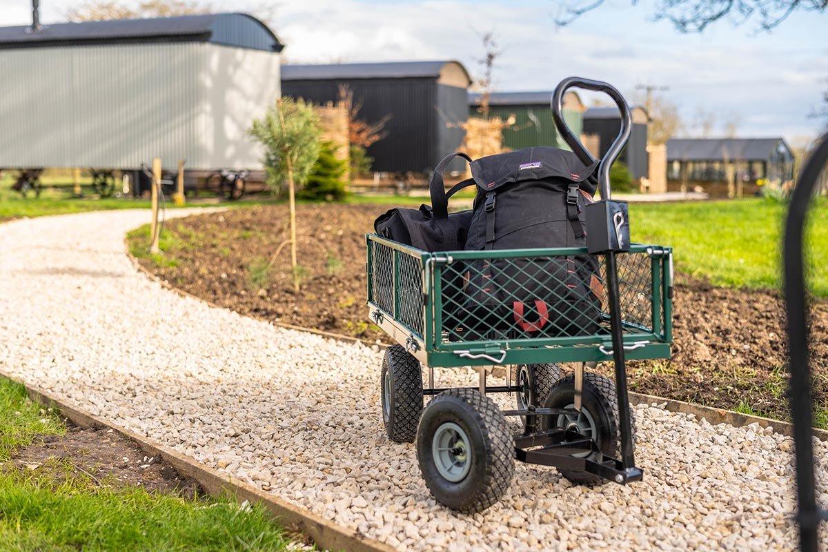 Clayfield Farm shepherd's huts luggage carriers