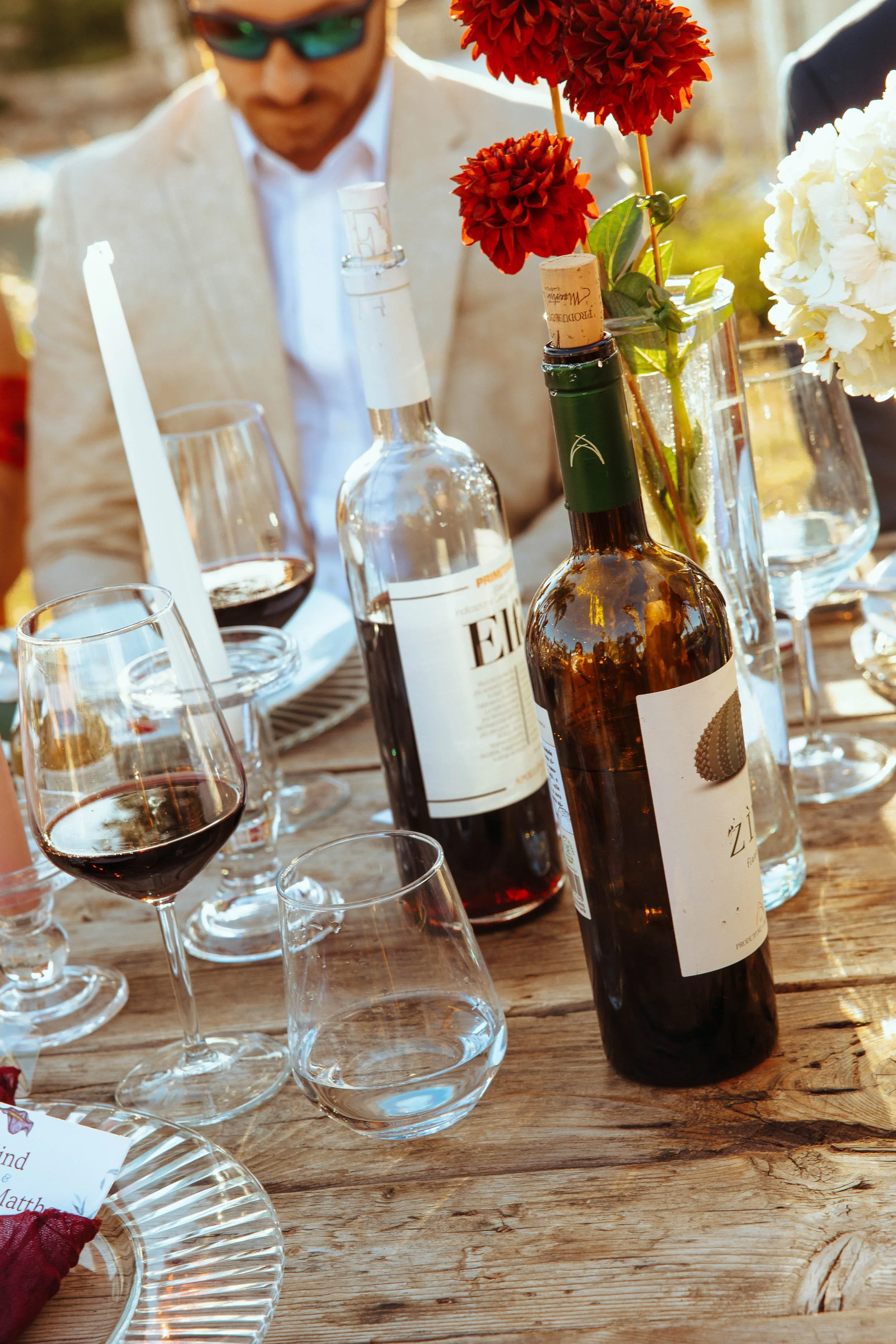 Shot of the table created by Masseria Quadrelli at Matt and Rosalinda's wedding in Puglia Italy