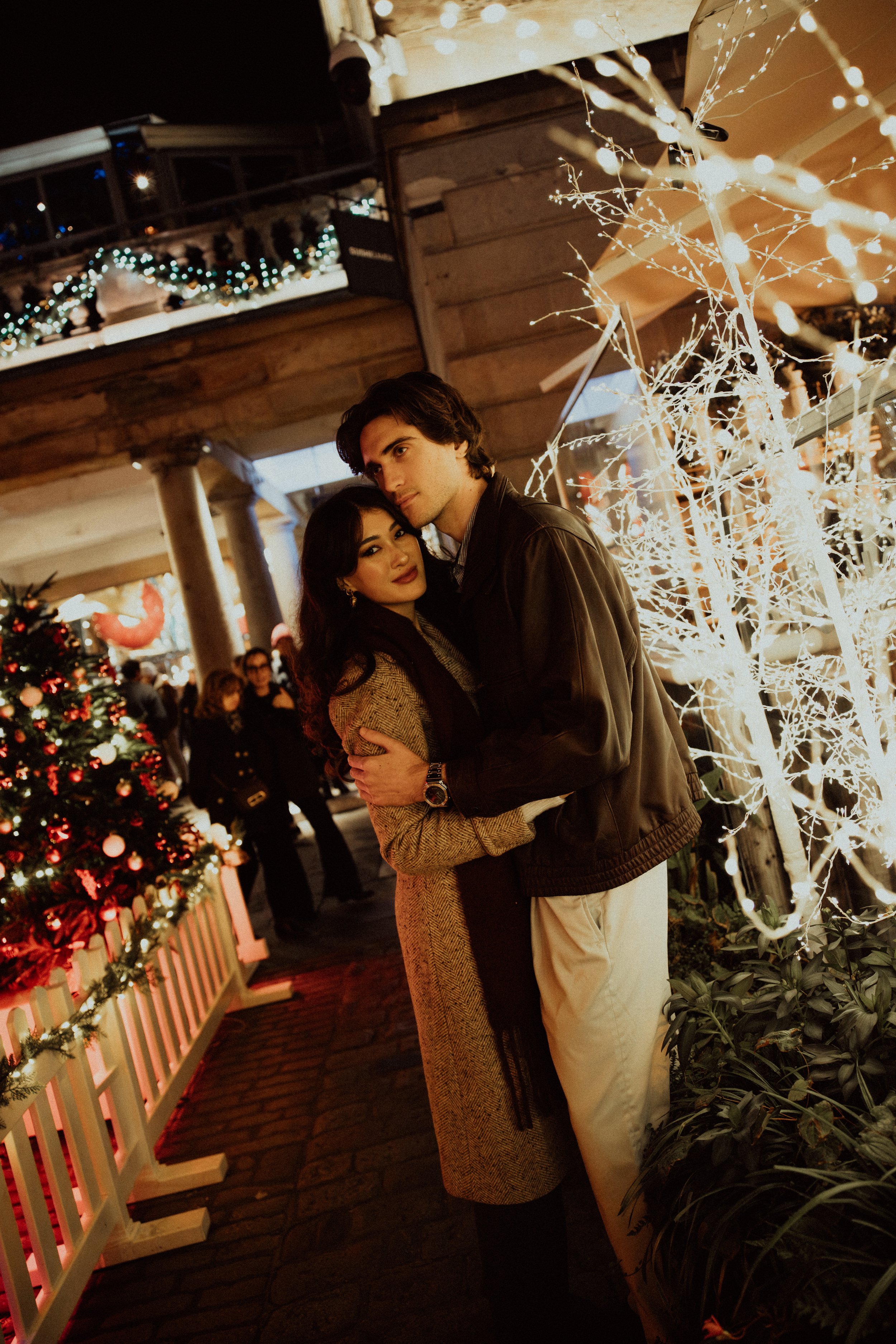  couple standing in christmas market in London 