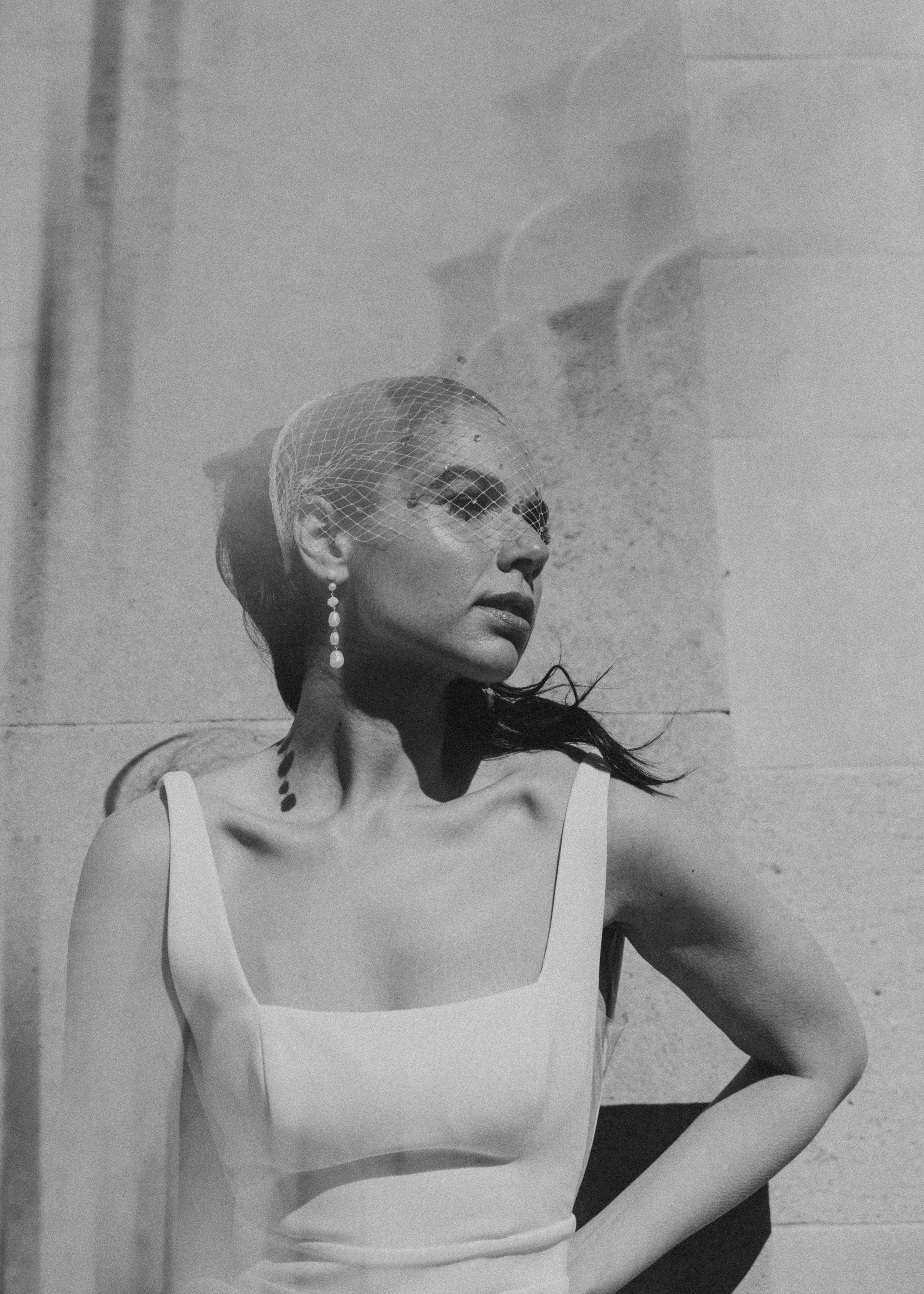 Black and white close-up portrait