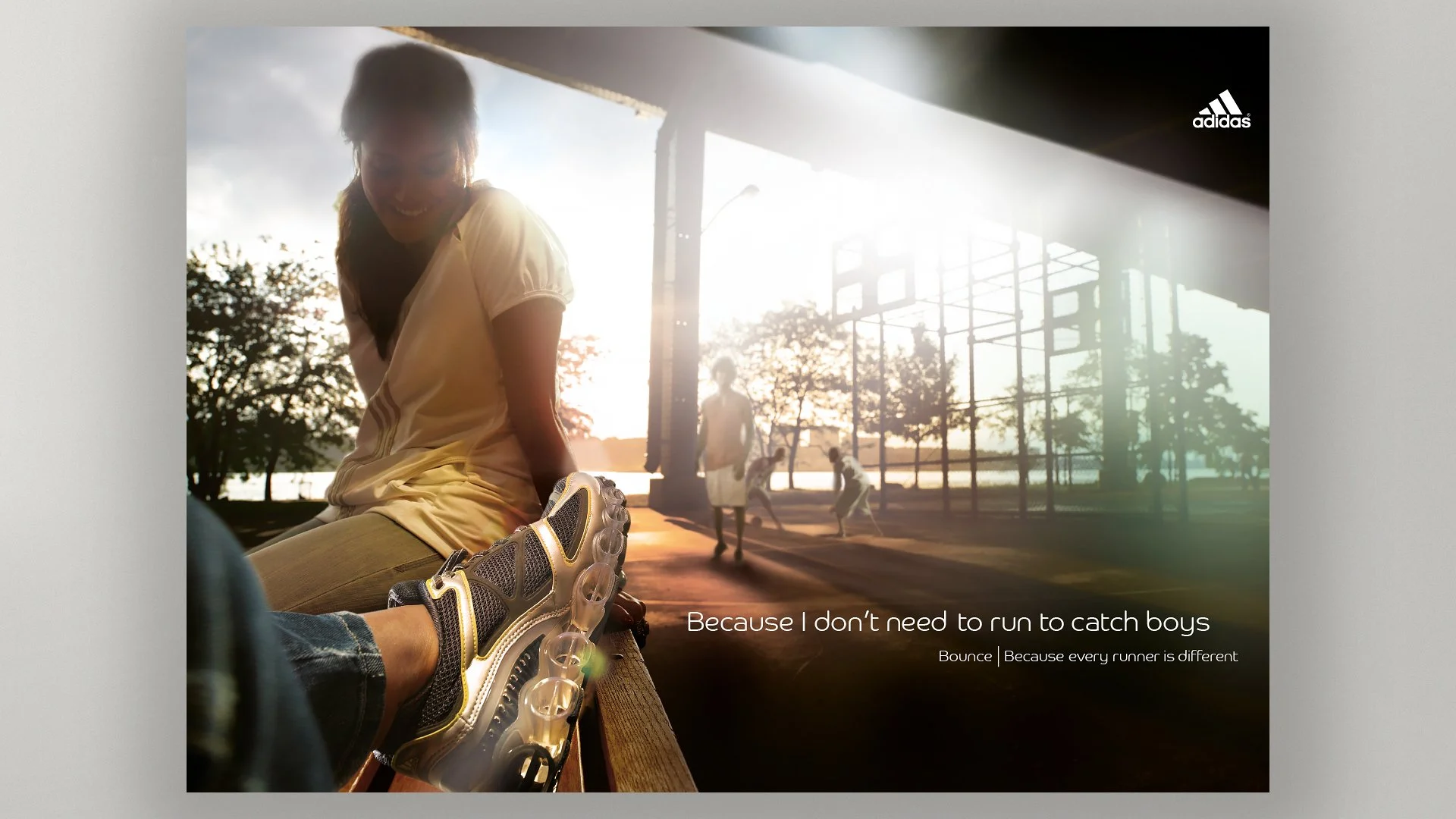Sneaker lifestyle launch poster print for Adidas Megabounce - Youth lifestyle ad strategy.