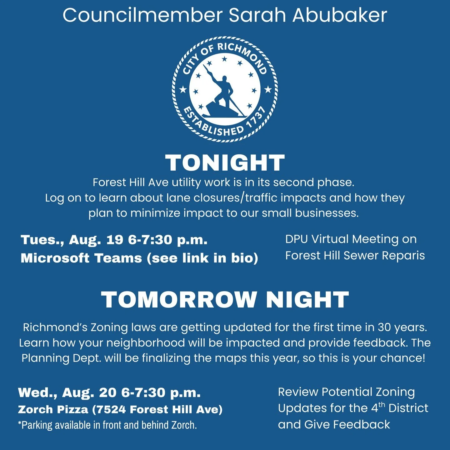 Two super important meetings this week! First, DPU is hosting a virtual meeting to share information about the utility work that will be completed, lane closures/traffic impacts, and efforts they are taking to minimize the disruption, particularly to