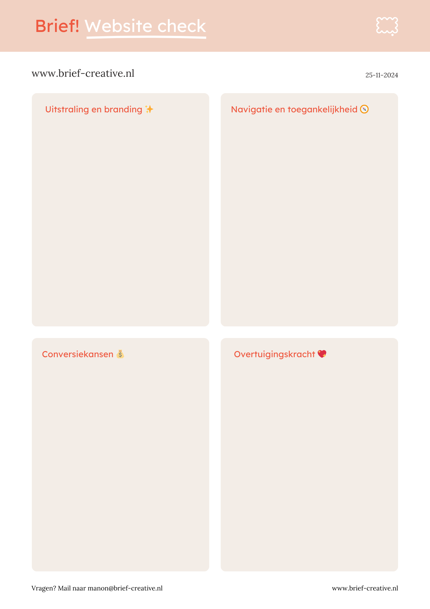 Afbeelding van de sheet die gebruikt wordt bij de website check