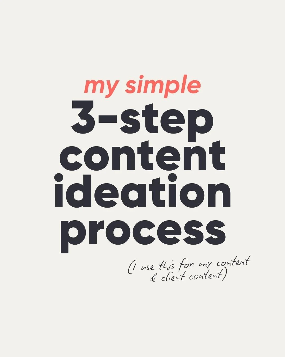 I'm always brainstorming &amp; ideating for my channels &amp; my client's channels... it's non-stop 🤯

But these ⬆️ are the 3 things I do to get this process started.

No matter whether I'm in a content rut or the ideas are flowing, by starting with