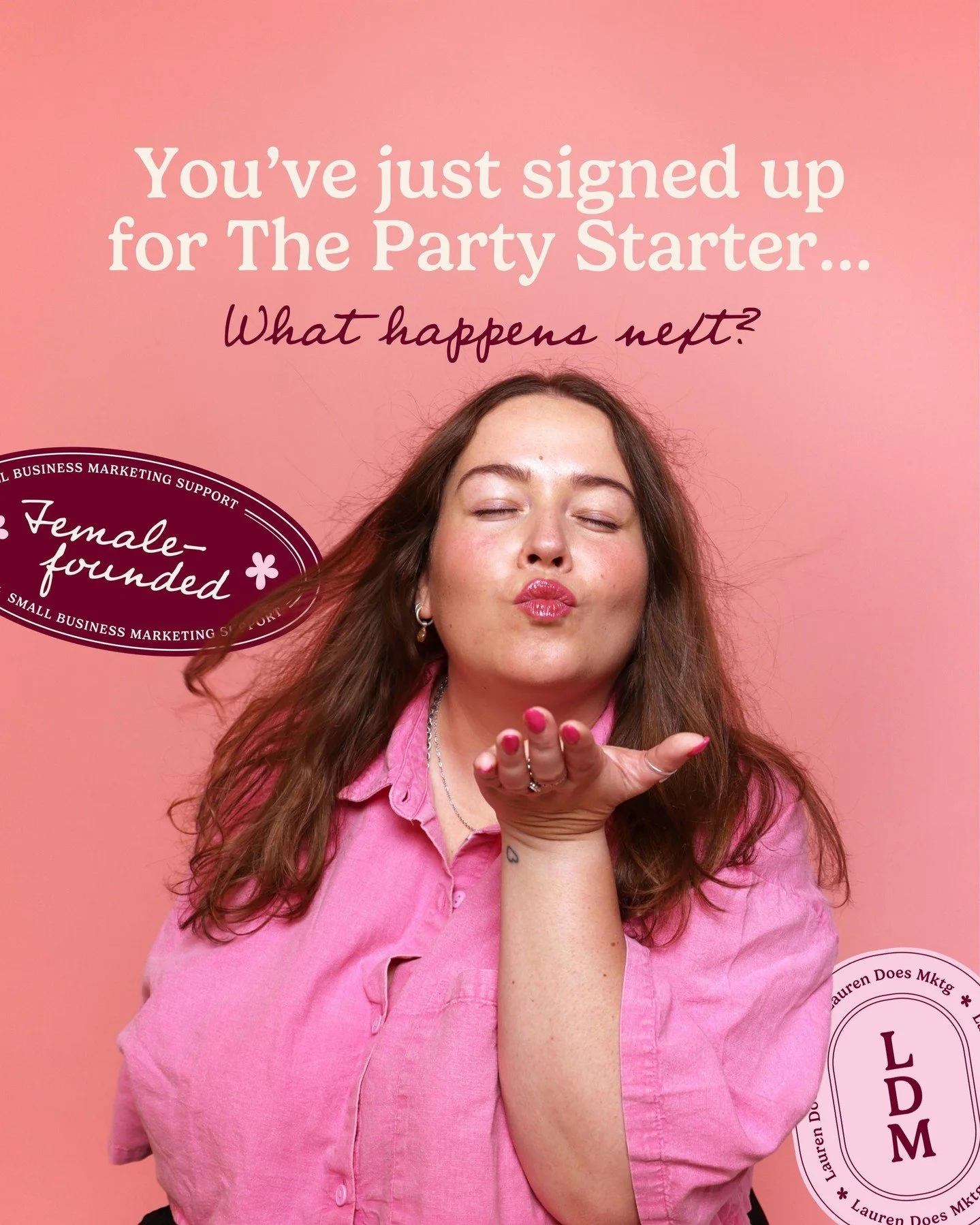 I want to give your content the same feeling a 3pm Diet Coke break gives you 🥤

And that&rsquo;s exactly what we do in The Party Starter!

Together, we&rsquo;ll take your content strategy from a couple of blurry ideas in your notes app to a fully-fo